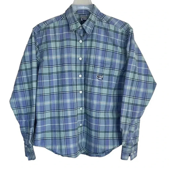 Cruel Girl Western Button Front Long Sleeve  Blue Plaid Rodeo Shirt Size Medium - Picture 1 of 8